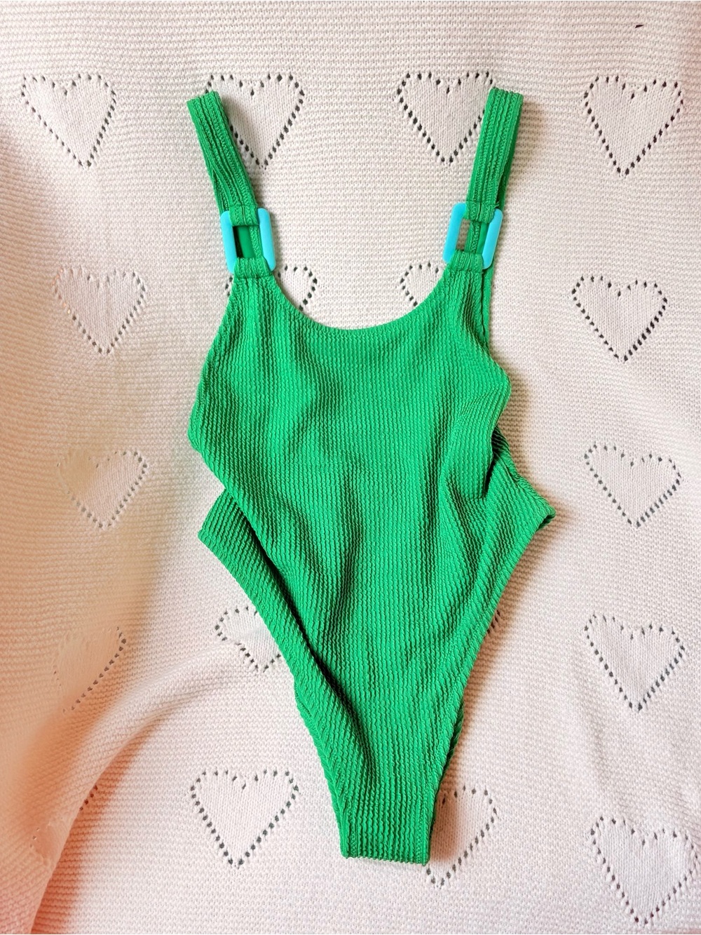 Aerie Teal Textured One-Piece Swimsuit